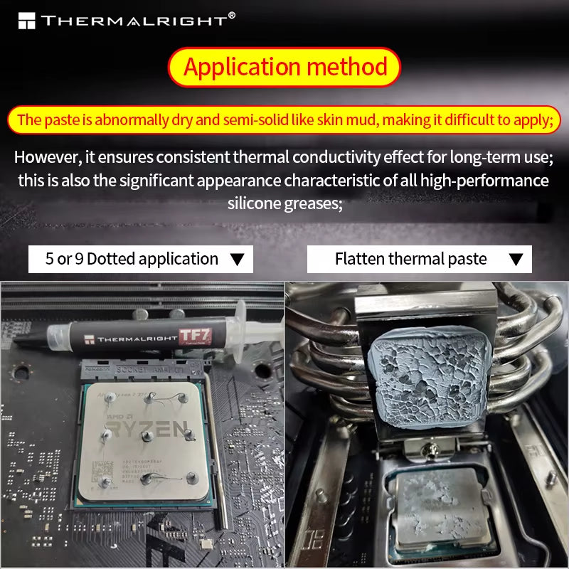 TF7 Thermal Paste 12.8W/M.K for Computer Notebook CPU Heat Dissipation 2G Non-Conductive Cooling Silicone Grease