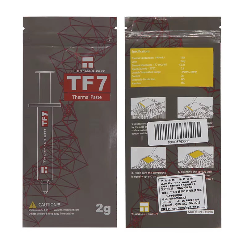 TF7 Thermal Paste 12.8W/M.K for Computer Notebook CPU Heat Dissipation 2G Non-Conductive Cooling Silicone Grease