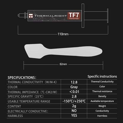 TF7 Thermal Paste 12.8W/M.K for Computer Notebook CPU Heat Dissipation 2G Non-Conductive Cooling Silicone Grease