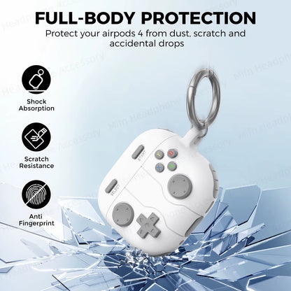 Case for Apple Airpods 4Th Gen Silicone Protector Cover 3D Games Console Case with Cleaning Kit for Airpod 4 (UBC C)Case for Man