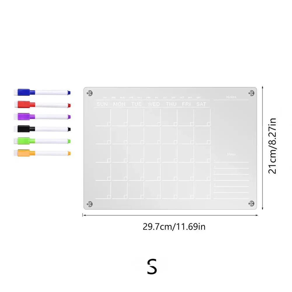 Magnetic Acrylic Calendar with 6 Markers Planning Boards Monthly Weekly Planner Wall Stickers for Fridge Refrigerator Home Decor