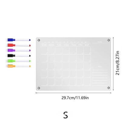 Magnetic Acrylic Calendar with 6 Markers Planning Boards Monthly Weekly Planner Wall Stickers for Fridge Refrigerator Home Decor